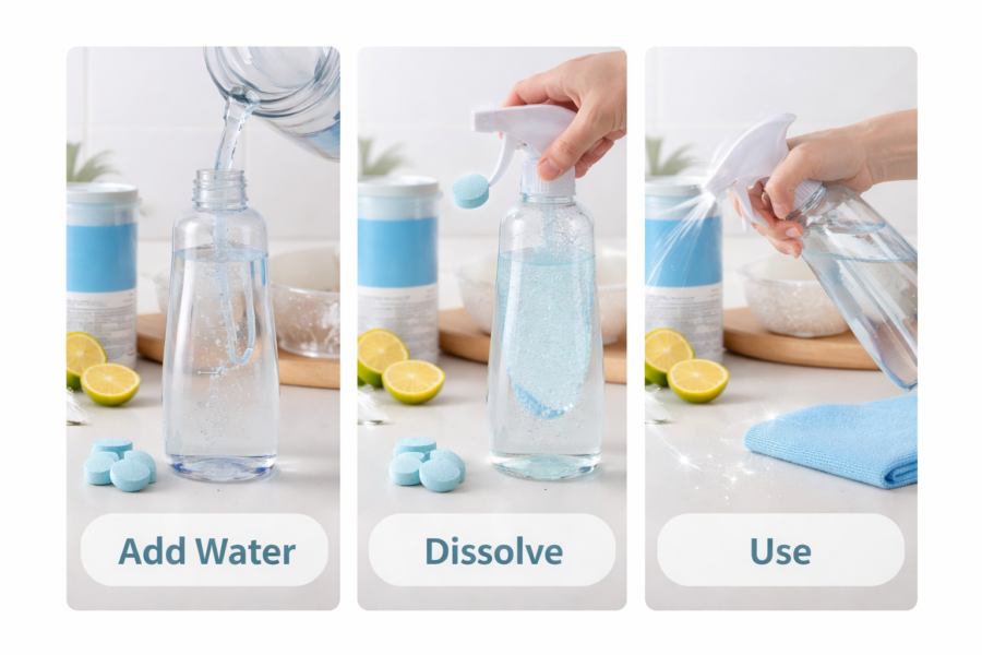 cleaning tablet usage